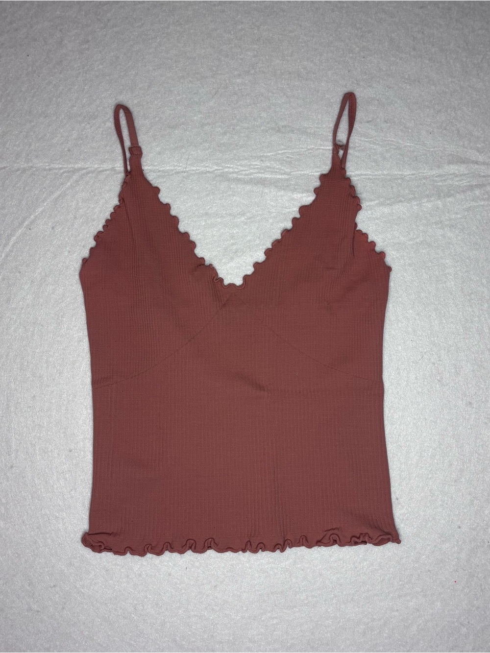 Free People Intimately Easy to Love Rust Ribbed Scalloped V-Neck Cami XS/S